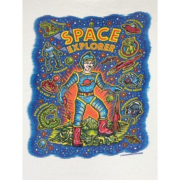 Vintage 1999 Space Explorer T-Shirt XL Wildwood Single Stitch - Picture 3 of 12